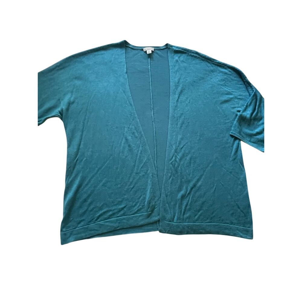 J.Jill Teal Open Knit Short Sleeve Cardigan Sweater Women's Size XL Tall